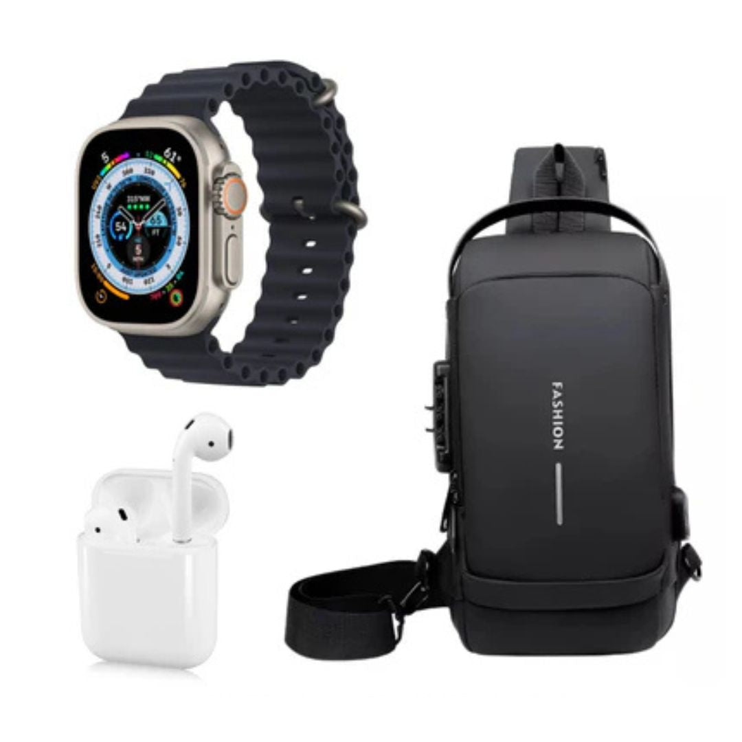 Combo Reloj T800 Ultra y I12 + Bolso Antirrobo Mini